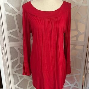 Red Long Sleeve Tunic Top